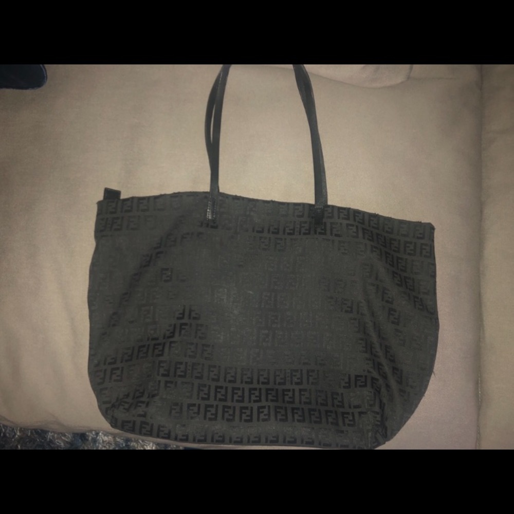 Fendi East-west Zucchino Black Canvas Tote